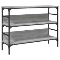 vidaXL Mesa consola madera de ingeniería 100x32x75 cm Negro, Roble Sonoma, Roble ahumado Mesa de sofá Mesa de Entrada para Salón Consola de Entrada Mueble Recibidor Mesita Mesa auxiliar Salon - details 0