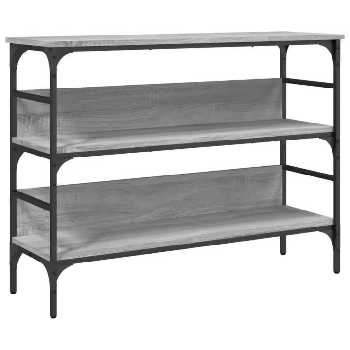 vidaXL Mesa consola madera de ingeniería 100x32x75 cm Negro, Roble Sonoma, Roble ahumado Mesa de sofá Mesa de Entrada para Salón Consola de Entrada Mueble Recibidor Mesita Mesa auxiliar Salon - 1