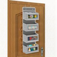 Organizador De Puerta 4-Niveles Gran Capacidad Para Almacenamiento Montado Caja Colgante Para Cosméticos Juguetes Color Gris Negro Tamaño 98*32*11cm Peso 540g - details 4