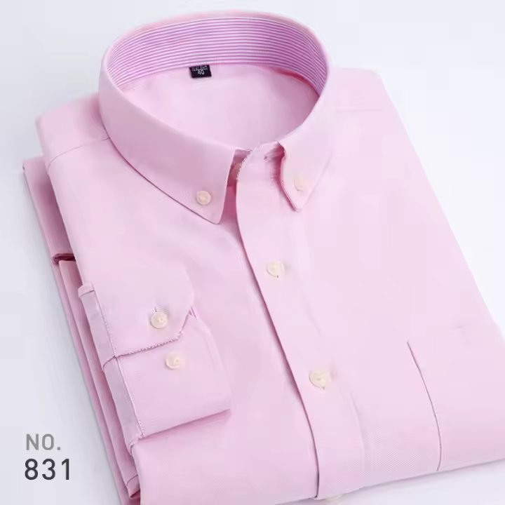 Camisa Casual Para Hombre De Algodón Oxford Con Rayas Y Bolsillo En Soltero Cuello Botón Manga Larga Ajustada Y Cómoda En Colores Variados - 1
