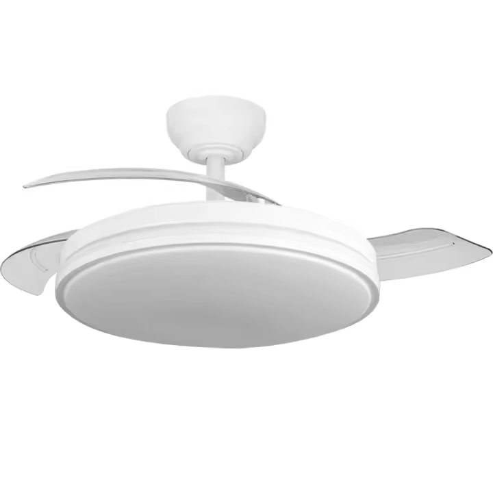 RELAMPAGO - Ventilador Relampago Motor DC Ultrasilencioso 60w Blanco 3 aspas desplegables 107d 6980lm 3000-4000-6000k LED Regulable Remoto Temporizador Memoria y Cuerpo Metalico - Fabrilamp 2026 - 1
