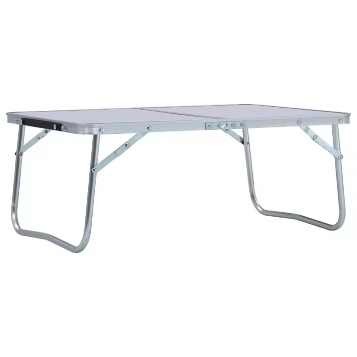 vidaXL Mesa de camping plegable aluminio blanca 60x40 cm - 1