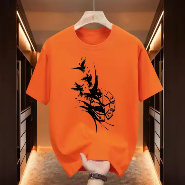 Camiseta De Algodón Para Hombre Vintage Con Impresión De Corvo Estilo Urbano Casual Manga Corta Oversized Top Para La Vida Diaria - 1
