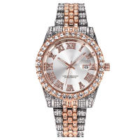 Reloj De Cuarzo Para Hombre Con Diamantes Y Calendario Estelar Moda Nueva Correa De Acero Y Metal Gold Reloj De Pulsera Casual - details 2