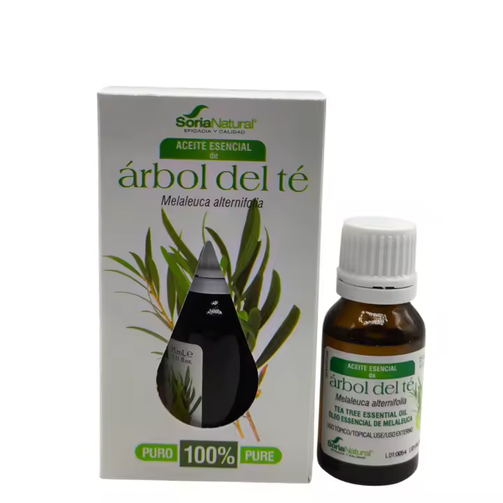 Aceite Esencial Árbol del Té 15ml Soria Natural, Antisèptico, Antifúngico, Combate los piojos, hongos y picaduras de insectos, Desinfectante, Aceite esencial natural, Cuidado del cabello y piel. Antibacteriano - 1