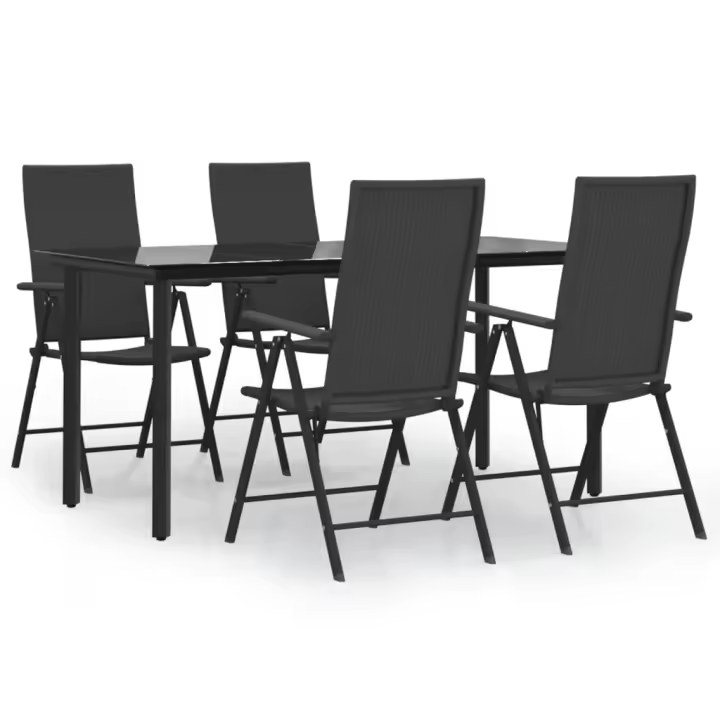 vidaXL Juego de comedor de jardín 5 piezas ratán sintético negro - 1