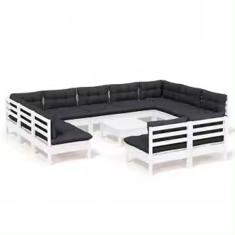 VIDAXL 3097218 juego de 12 piezas modulares para jardín fabricado en pino de color blanco y gris vida xl - 1