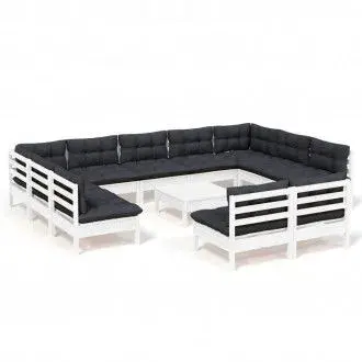 VIDAXL 3097218 juego de 12 piezas modulares para jardín fabricado en pino de color blanco y gris vida xl - 1