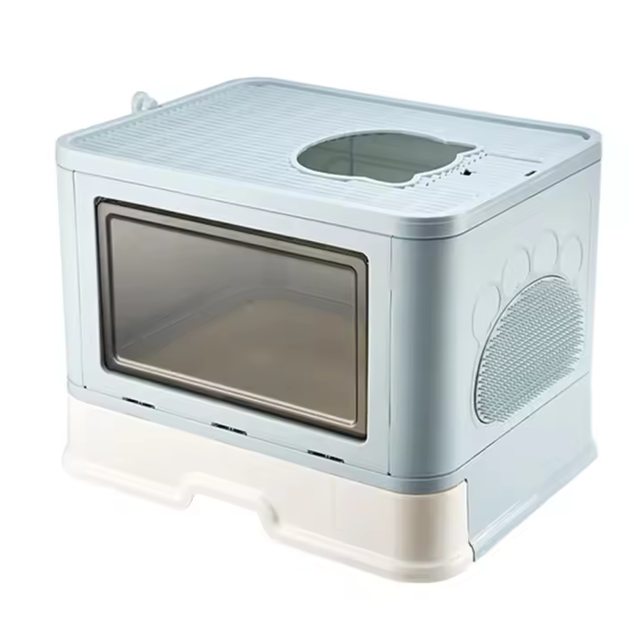 Aqrau Inodoro WC Para Gatos, con puerta frontal, Bandeja de arena con Pala, Facilitar la Limpieza - 1