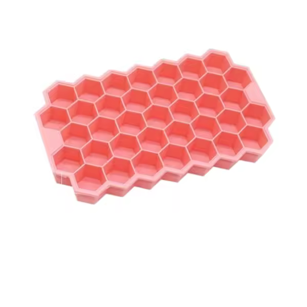 Silicone ice cube mold with lid, 2-pack Pink - 1