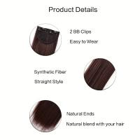 Extensiones De Cabello Sintético Clip in Natural Recto 20 Pulgadas 3 Piezas Negras Marrones Oscuros Para Mujeres Y Niñas - details 2