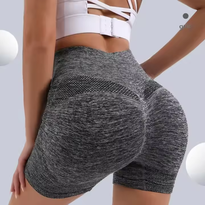 Shorts De Yoga Para Mujer CZGUKE Cintura Alta Levantamiento De Glúteos Control Abdominal Ruched Sonrisa Pantalones Cortos - 1