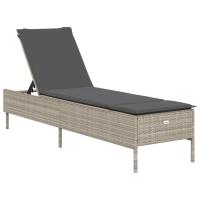vidaXL Tumbona con cojín ratán sintético Negro, Marrón, Gris Sillas de Exterior Ideal para jardín, playa, piscina, terraza Tumbona Piscina Tumbonas Playa Tumbonas Jardín Exterior - details 1