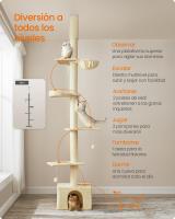 Árbol para Gatos, Torre de Suelo a Techo, Altura Ajustable 231-291 cm, Alto y Multinivel, Diámetro 11 cm, Gruesos Postes, Cueva, Hamaca, Plataforma - details 2