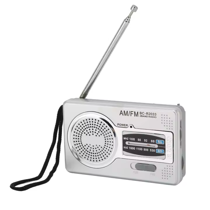 Mini Radio Portátil Transistor AM FM Con Altavoz Y Jack De Auricular Plata Gris DSP Chip Tecnología Incluye En Venta Individual - 1