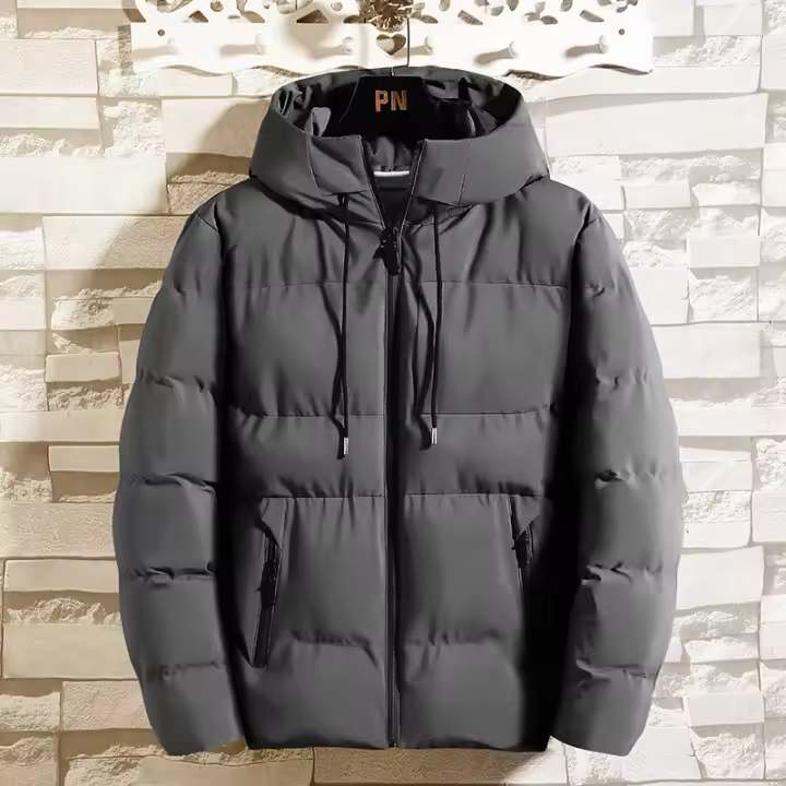 MOV Chaqueta De Algodón Grueso Para Hombre Con Capucha Estilo Casual Impermeable Y Cálida Para Otoño E Invierno Tallas Grandes Sólido - 1