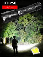 Linterna De Mano Zoom Alta Potencia 4 Núcleos XHP50 LED Tipo C USB Recargable Con Batería 18650 Lámpara Exterior Para Camping - details 1