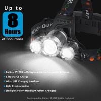 Lámpara Frontal LED Super Brillante T6 Recargable Con Batería 18650 Para Pesca Caza Camping Impermeable Luz De Corbata Exterior - details 0