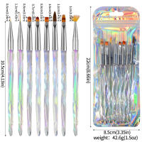 Set De 8 Brochas De Uñas Aurora Para Arte De Uñas Y Acrílico UV Gel Pintura Dibujo Flores/Líneas Brochas De Extensión Fototerapia Carving - details 7