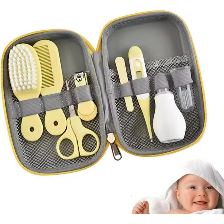 Kit de cuidado para bebés, kit profesional para cortar uñas de bebé, sin BPA, no tóxico, cómodo, kits de cuidado para bebés para viajes y hogar (amarillo) - 1
