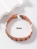 Pulsera De Terapia Magnética Retro Para Hombre En Cobre Rojo Con Tres Filas Anchas Pulsera De Cadenas Moda Casual - details 1