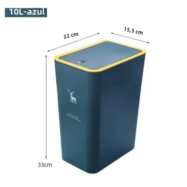 Cenicero Grande De 10L/15L Con Tapa Contenedor Ecológico Para Reciclaje Para Sala Dormitorio Baño Cocina Oficina Material Plástico Rectangular - 1