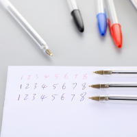 50Pcs Bolígrafos De Punto Redondo 1.0mm Azul Y Negro Plásticos Suministros Escolares Y De Oficina Larga Duración Escritura Suave Regalo Para Estudiantes - details 3
