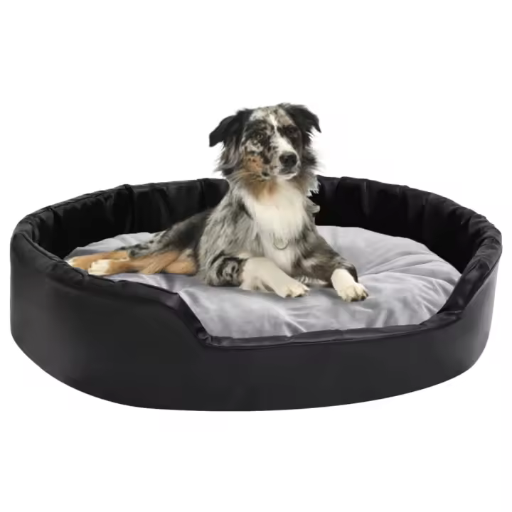 vidaXL Cama de Perros Felpa y Cuero Sintético 90x79x20 cm Colchón Color Gris oscuro,  Beige,  Negro y mas - 1