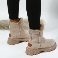 Botas De Nieve Gruesas Para Mujer Felpa Sintética Antideslizante Invierno Botas De Piel Sintética Con Forro De Algodón Botines Con Plataforma Talla Grande Cuña Cuadrada - details 9