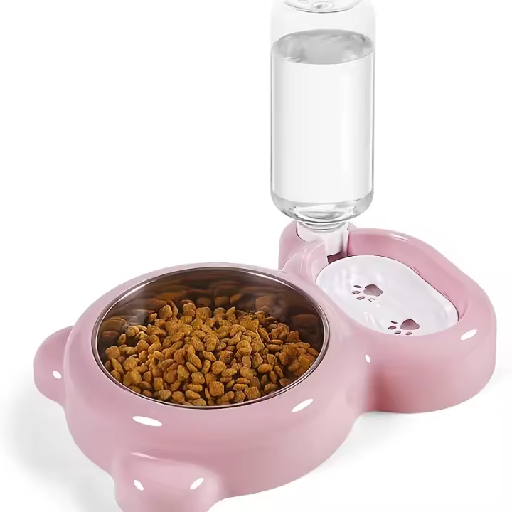 Juego De Tazas Para Gatos Con Dispensador Automático De Agua Y Alimento Para Mantener a Su Mascota Hidratada Y Satisfecha - 1