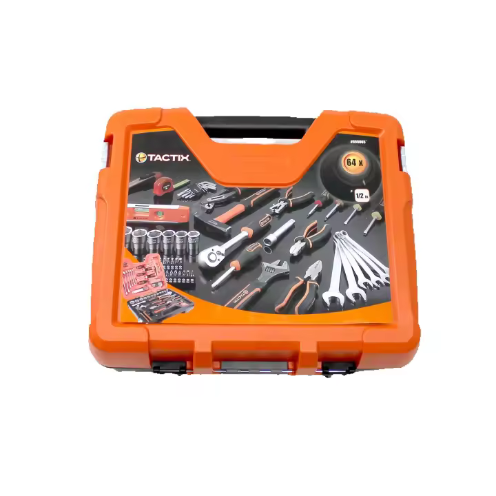 ORION91 TACTIX - Juego de Herramientas de 64 Piezas de Alta Calidad en Maletín, Incluye Alicates, Llaves, Destornilladores y Más, Ideal para Trabajos de Bricolaje y Reparaciones, Maletín de 46x41x13 cm - 1