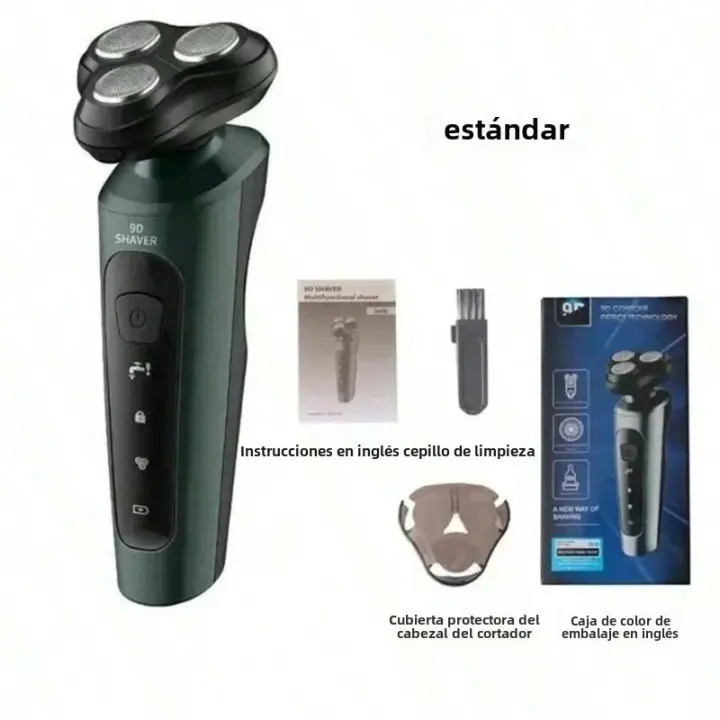 Afeitadora Eléctrica 9D Para Hombres Recargable Impermeable Trimmer De Rotación Para Uso Seco Y Húmedo Batería Incluida Triple Hoja - 1