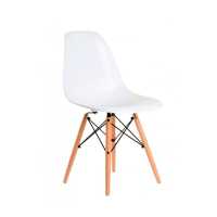 Silla de estilo nórdico blanca con las patas en madera color haya - details 0
