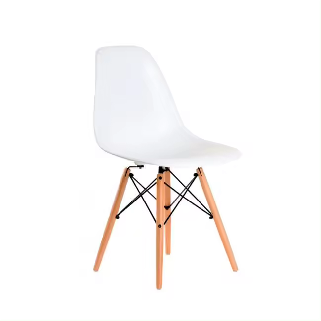 Silla de estilo nórdico blanca con las patas en madera color haya - 1