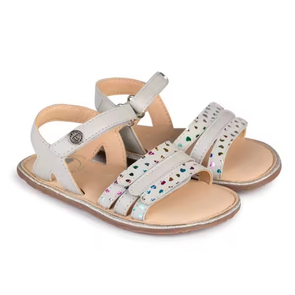 Sandalias barefoot Amalfi gris con corazones de Chetto - 1