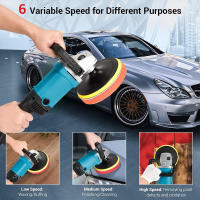 Pulidora de coches de 1200 W, 7 pulgadas, 6 Velocidades, 1000 a 4500RPM, Mango en D y Mango Lateral, Pulidora con 24 Accesorios para Lijado de Madera, Pulido, Encerado de Coche - details 3