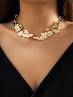 Collar Gargantilla IngeSight.Z Para Mujer Punk Vintage De Metal Irregular Joyería De Fiesta Colgante Geométrico Color Oro - details 1