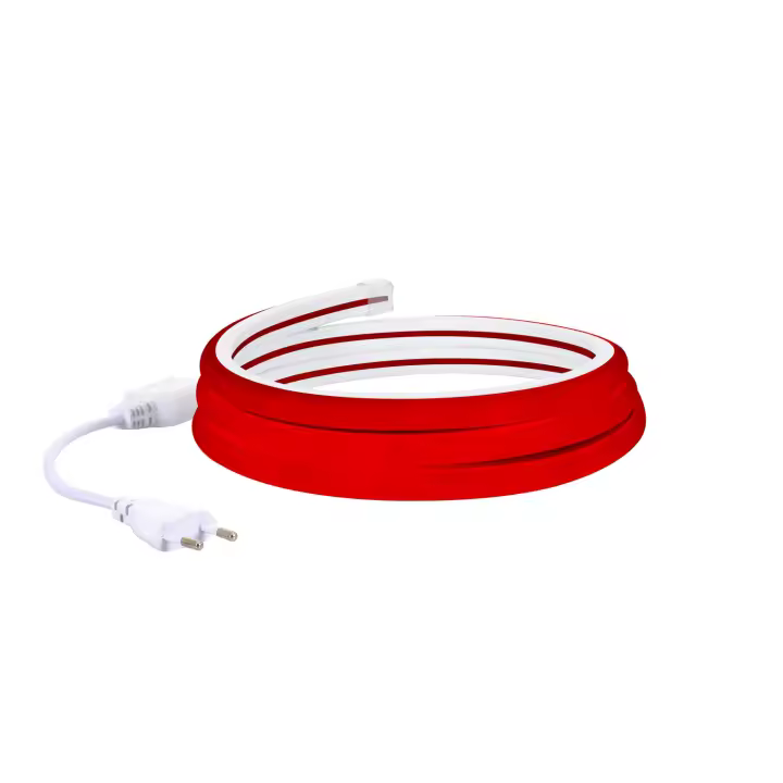 Ledkia Tira Neón LED 7.5 W/m Regulable 220V AC 120 LED/m Semicircular 180º Rojo IP67 a Medida Corte cada 100 cm - 1