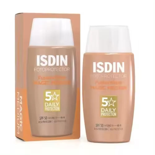Fotoprotector ISDIN Fusion Water Magic Color Medium  SPF50 50 ml. Protector Solar Facial de Textura Ligera y toque de color - 1