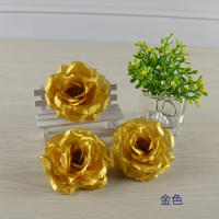 Rosa Artificial De Seda Amarilla/Oro Y Plateada 8cm Para Decoración De Boda Fiesta Doméstica Banquete DIY Flores Decorativas - details 4