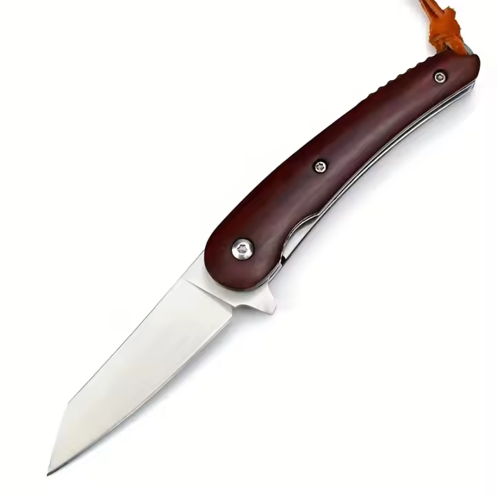Cuchillo Plegable De Manija De Madera Portátil Para Exteriores Cuchillo Pequeño Hoja De Acero Inoxidable Fácil De Transportar - 1