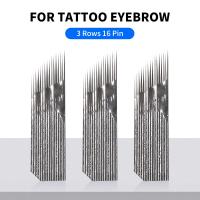 100PC 3 Filas 16Pines Nano Hojas De Microblading Agujas De Maquillaje Permanente Para Tatuaje De Cejas 3D Bordado Ojo Nanonegros De Acero Inoxidable 316L - details 0