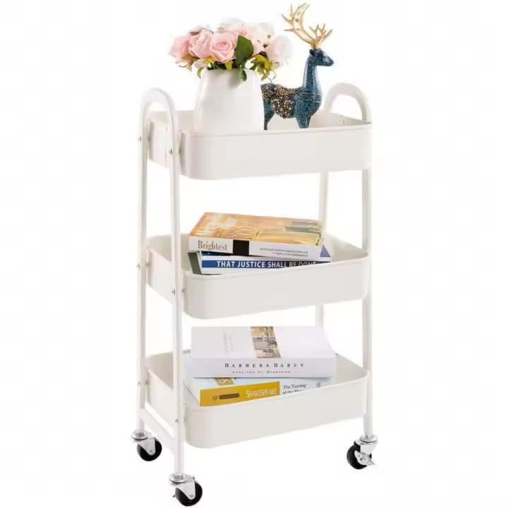 Carrito Metalico with Rueda 3 Leveles Carro Rodante Carro Organizador para Dormitorio Baño Oficina Carro de Almacenamiento Carrito Auxiliar with Rueda, carrito de Cocina or Multipurpose de Tres nivel with Rueda (FRUTA-002 1690 2090) - 1