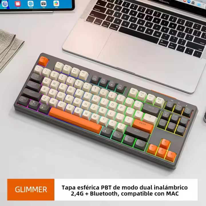 Teclado De Juego M87 Con Modo Dual Bluetooth 5.0 2.4Ghz Recargable Iluminación Para Oficina Y Juego Silencioso ABS Dye-sublimation Hot Swap - 1