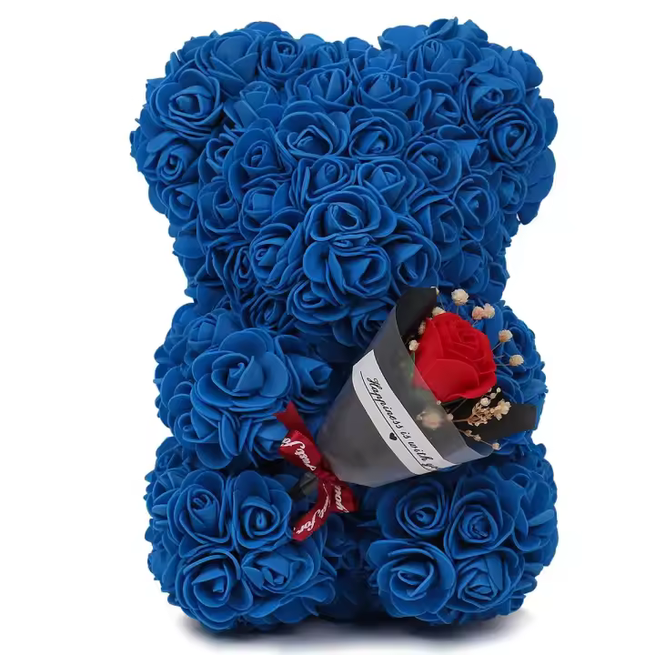 Oso De Rosas Teddy Regalo Para Mamá Novia Cumpleaños Aniversario Valentines Day Mujer Juguete De Muñeco Artificial De Flores Rojas - 1