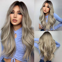 Pelucas Sintéticas De Encaje ALAN EATON Para Mujeres Rubia Con Mechas Marrón Y Corte Con Franja Peluca Larga Recta Ombre Heat Resistant - details 21