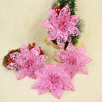 Decoración De Navidad Rosa Artificial Brillante 5/10pcs Flores Para Wreath Accesorios De Colores Adornos Para El Hogar DIY Noel - details 5