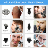 Kit De Aseo Para Hombres Cuchilla Eléctrica 9 Cuchillas Cabeza Flotante Recargable USB 6 En 1 Afeitadora Multifuncional Seco/Húmedo - details 2