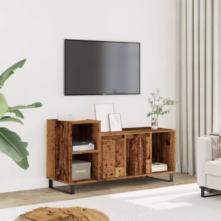 vidaXL Mueble para TV madera ingeniería madera envejecida 100x35x55 cm - 1
