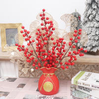 Corona De Bayas Rojas Artificiales Para Navidad Decoración De Árbol Accesorios Para Fiesta De Navidad Adornos Para Mesa De Scrapbooking DIY - details 0